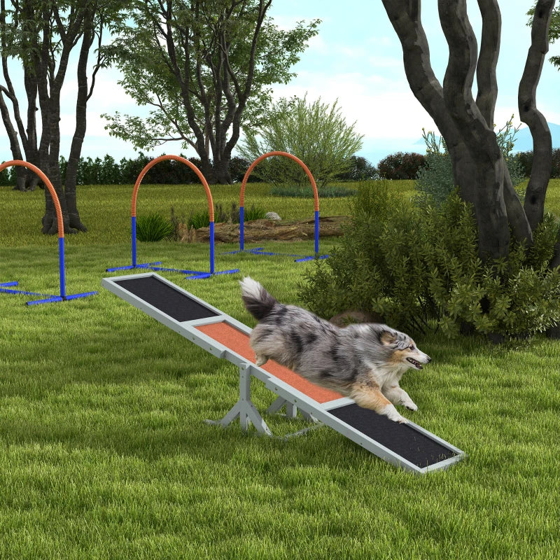 Wooden Pet Seesaw - Dog Agility Testing/Training Equipment with Anti Slip Surface