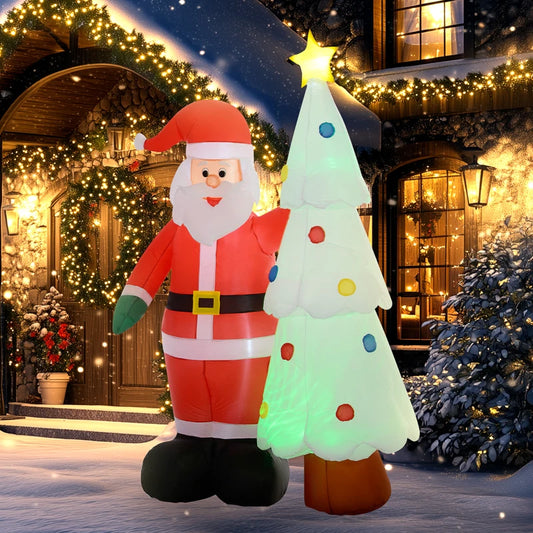 7ft Christmas Inflatable Decoration with Rotating Magic Ball Light and LED Light up Effect