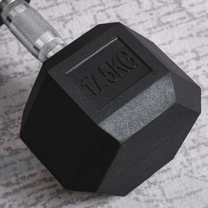 Strength Training Rubber Hex Dumbbell Set of 2x 17.5kg