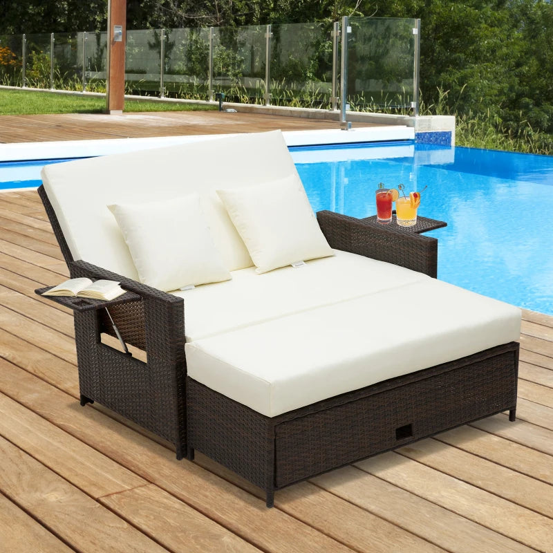 2 Person - Double Sun Lounger, 2 Seater Rattan Day Bed