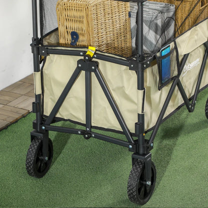 180 Litre - Folding Garden Trolley with Extendable Mesh Side Wall Surrounding - Khaki