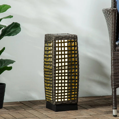 Rattan Lantern with Auto On/Off Solar Powered LED Lights