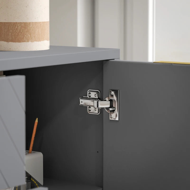 Modern Sideboard with 3-Drawers and Adjustable Shelves - Grey