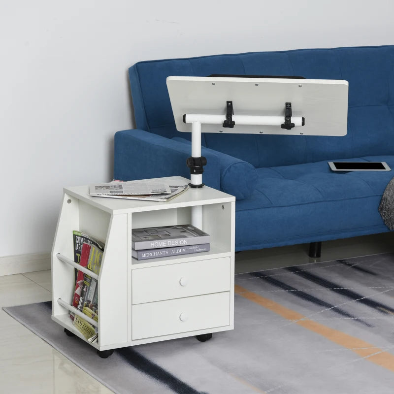 Functional Swivel Multi-Use Side Table / Nightstand with Swivel Laptop Table