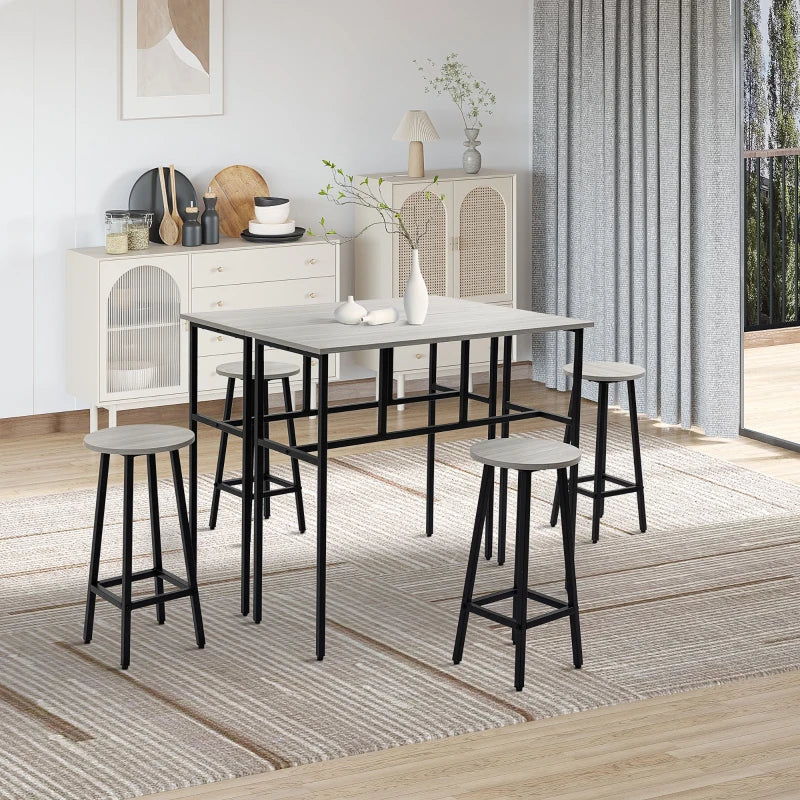 6-Piece Multi-Use Design Breakfast Table Set with 4 Stools and 2 Tables