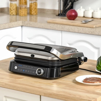 Electric Grill / Panini Press - Non Stick with 180° Open Lid, Drip Tray & Removable Plate