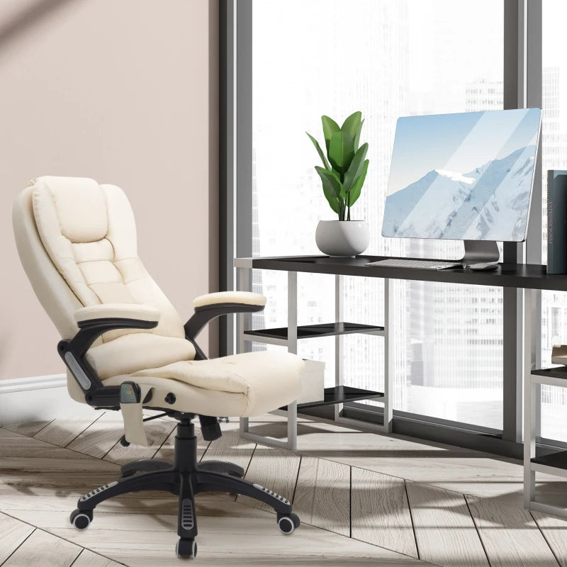 Executive Tilt & Recline Office Chair with Massage & Heat function - Cream