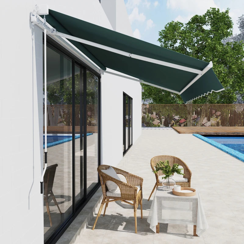 (2.5-2m) Adjustable Winding Retractable Canopy Awning - Green