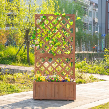 Trough Planter with Top Trellis for Climbing Plants / Natural Wall Decor - Orange