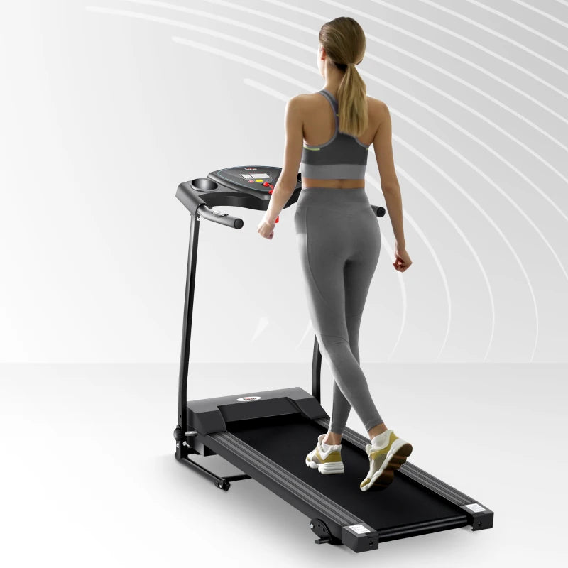 9.9km/h - Motorised Foldable Treadmill / Running Machine with LCD Display and Drink Holders