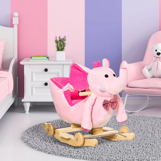 2in1 Pink Elephant Style Ride on Rocking Horse or Stroller - Pink