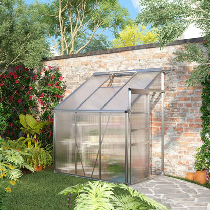 Wall Attached Walk-In Greenhouse with Adjustable Roof Vent