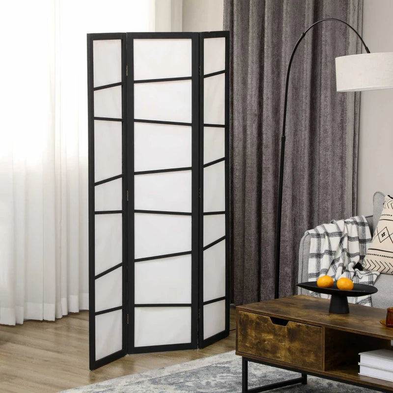 3-Panel Room Divider / Wooden Folding Screen Separator