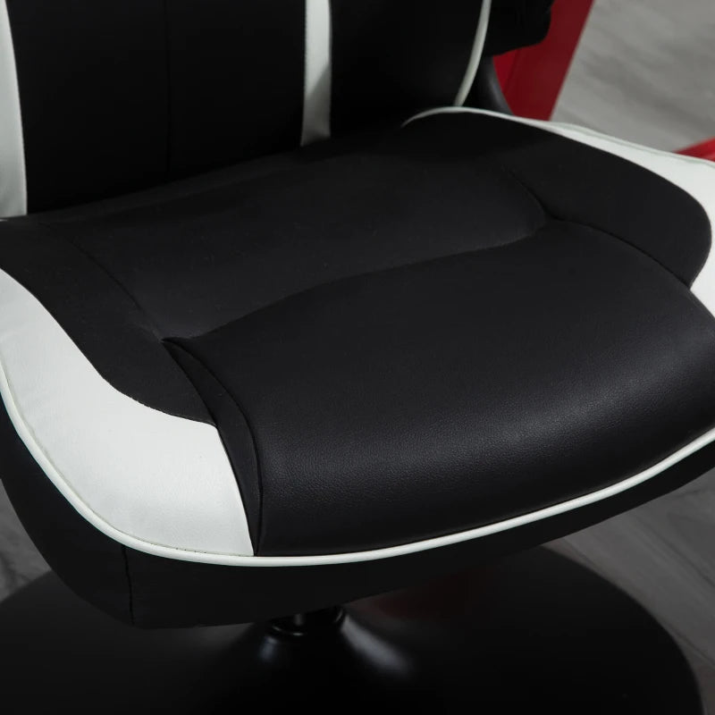 Ergonomic Swivel Gaming Computer Chair with Adjustable Height - Black / White