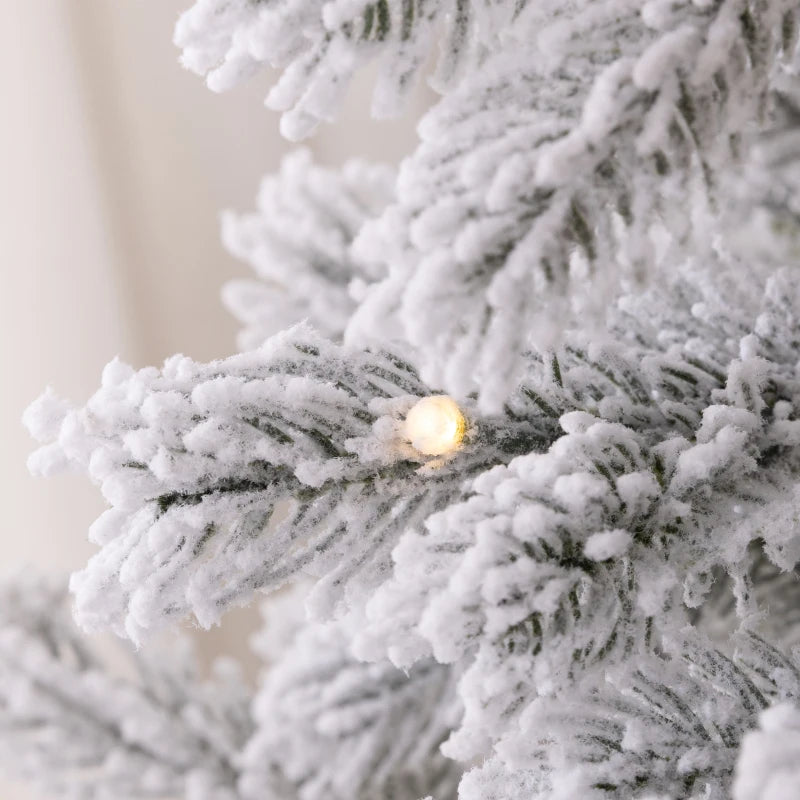 6ft - Snowy Christmas Tree with LED Lights and Metal Base Included