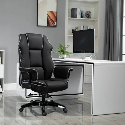 Office Chair, High Back Executive Chair, PU Leather Computer Desk Chair with Armrests and Adjustable Height, Black