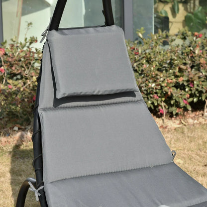 Rocking Sun Bed / Sun Lounger with Overhead Sun Shade Canopy Built In and Cushion with Head Pillow