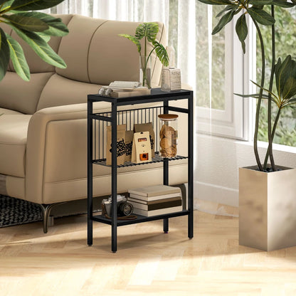 Three Shelf Industrial Style Side Table - Black