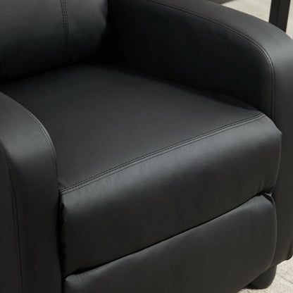 Reclining Massage Function Faux Leather Armchair with Adjustable Leg Rest & Side Pocket - Black