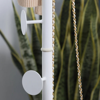 Modern Minimalist Design Disc Hook Coat Rack with 8 Disc Hooks - White Marble