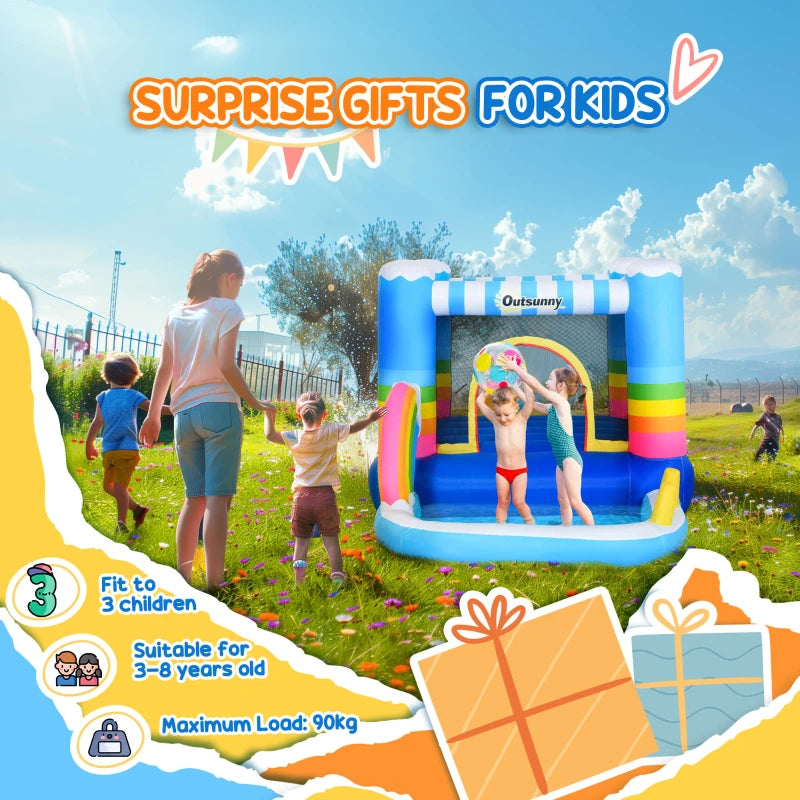 (2.8 x 1.7 x 1.55m) - Kids Trampoline Bouncy Castle with Pool Side Attachment