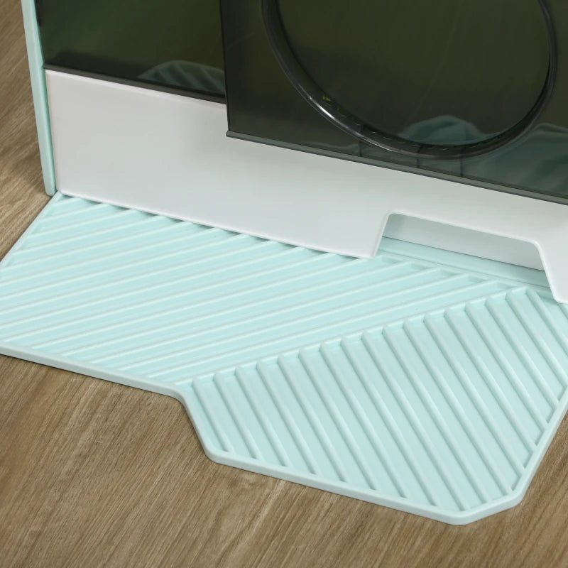 Home Style Cat Litter House Tray with Chimney Filter, Pull Out Tray and Front Door - Sky Blue