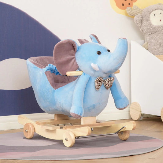 2in1 Blue Elephant Style Ride on Rocking Horse or Stroller - Blue