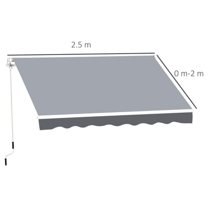 (2.5-2m) Adjustable Winding Retractable Canopy Awning - Grey