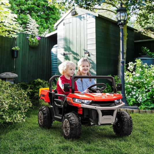 12V - 2 Seater Kids Electric Ride-On Car with Electric Bucket, Remote Control - Red