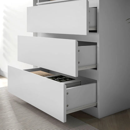 180cm Tall Bookcase with 3-Tier Shelving and 3 Drawer Storage Compartments