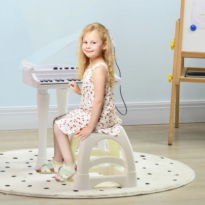 32 Key Kids Piano with See Through Lift Up Lid and Microphone - White