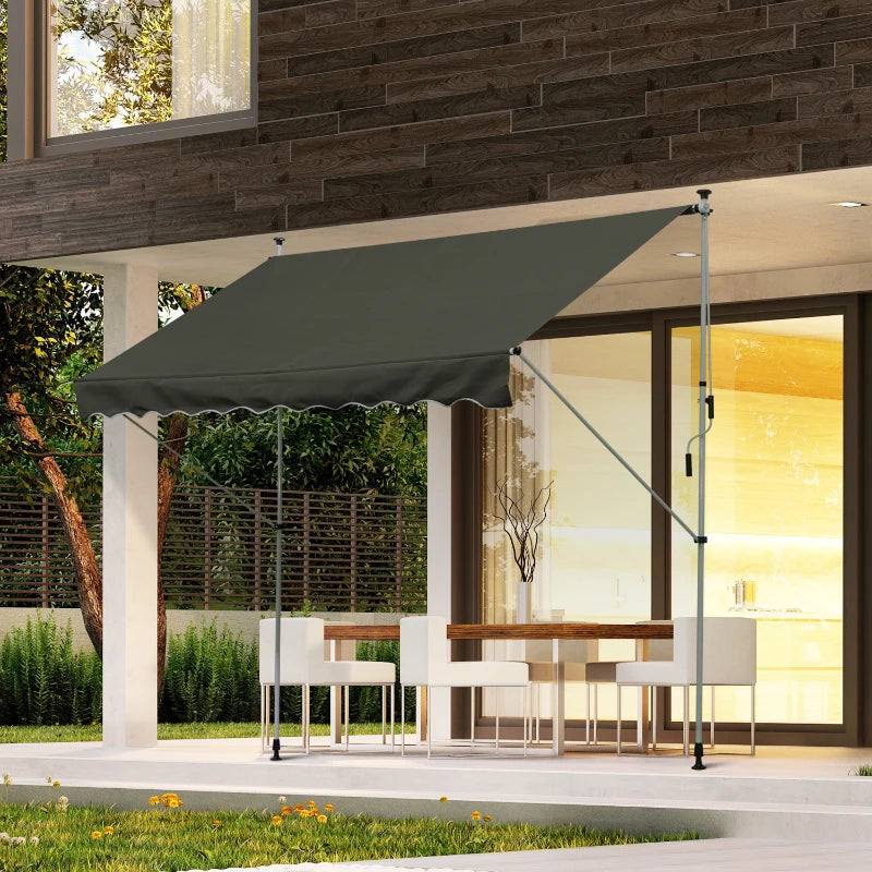 (3x1.5m) - Adjustable Aluminium Frame Awning Canopy - Grey