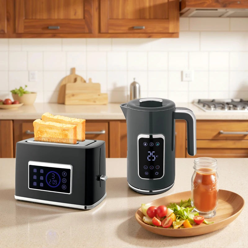 Smart Touch Screen Kettle and Toaster set - Grey