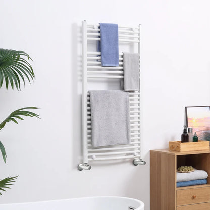 Heated Hydronic Bathroom Curved Ladder Towel Rail Radiator - White