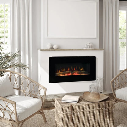 Electric Wall Mounted Fireplace Heater with Adjustable Flame Effect and Remote Control