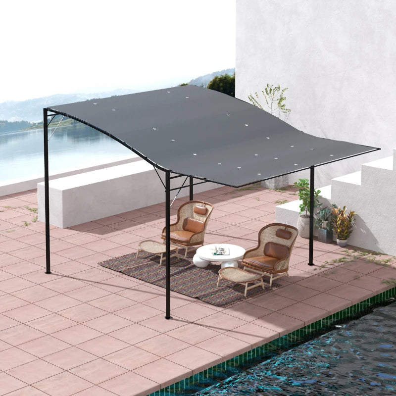 (3x2.5m) Metal Pergola / Gazebo Canopy Sunshade with Extended Shelter - Charcoal Grey