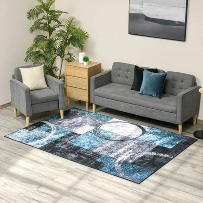 Blue Geometric Style Rug / Large Carpet for Living Room - Area Rugs