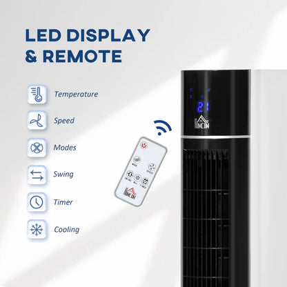 41" Oscillating Bladeless Air Cooler Fan with 3L Water Tank, 3 Speed Modes, Timer and Remote Control