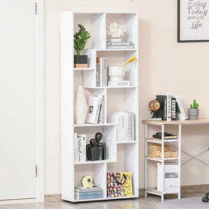 8-Tier Freestanding Modern Storage Shelf / Bookcase with Melamine Surface Anti-Tipping Foot Pads - White