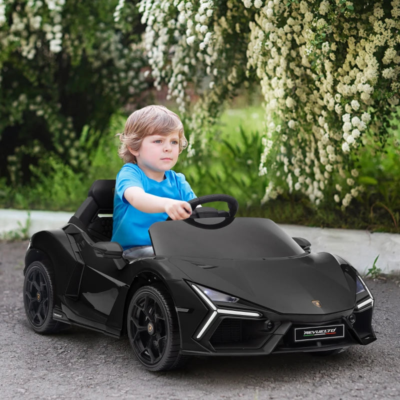 Revuelto Style 12V Ride on Car w/ Butterfly Doors Training Wheels, Suspension and Remote Control - Black