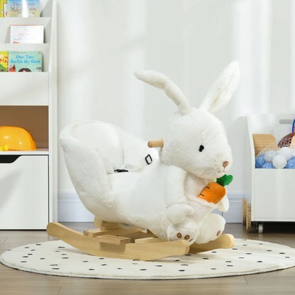 Kids Bunny Rabbit with Carrot, Bucket Seat and Safety Belt - White