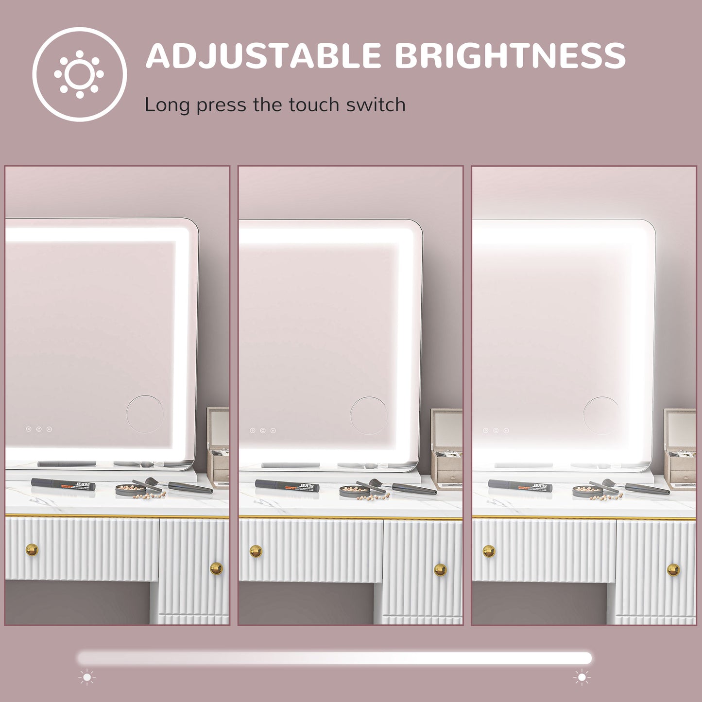 Vanity Mirror with Lights, Large 80x62 cm Lighted Makeup Mirror with 3 Colour, 10X Magnifying, USB Charging Port