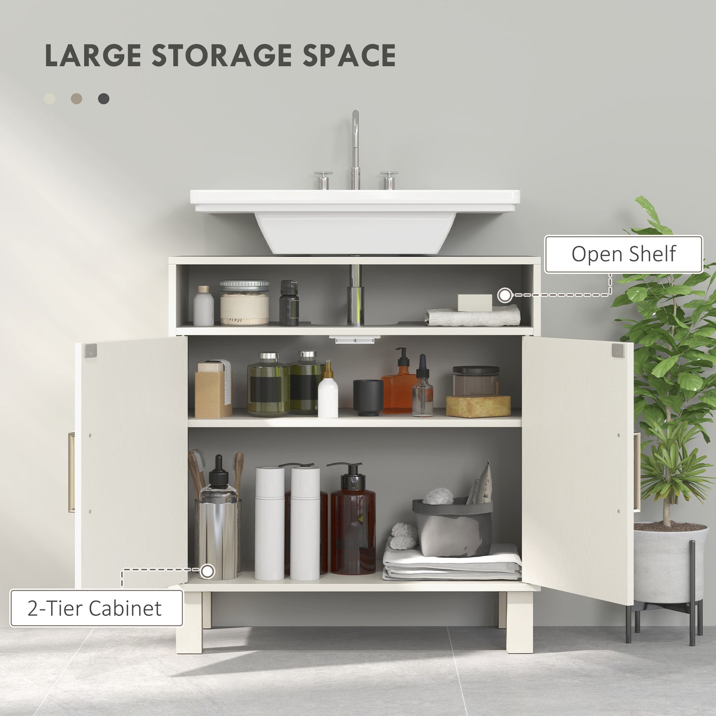 Under Sink Cabinet for Basin without Pedestal - Cream White