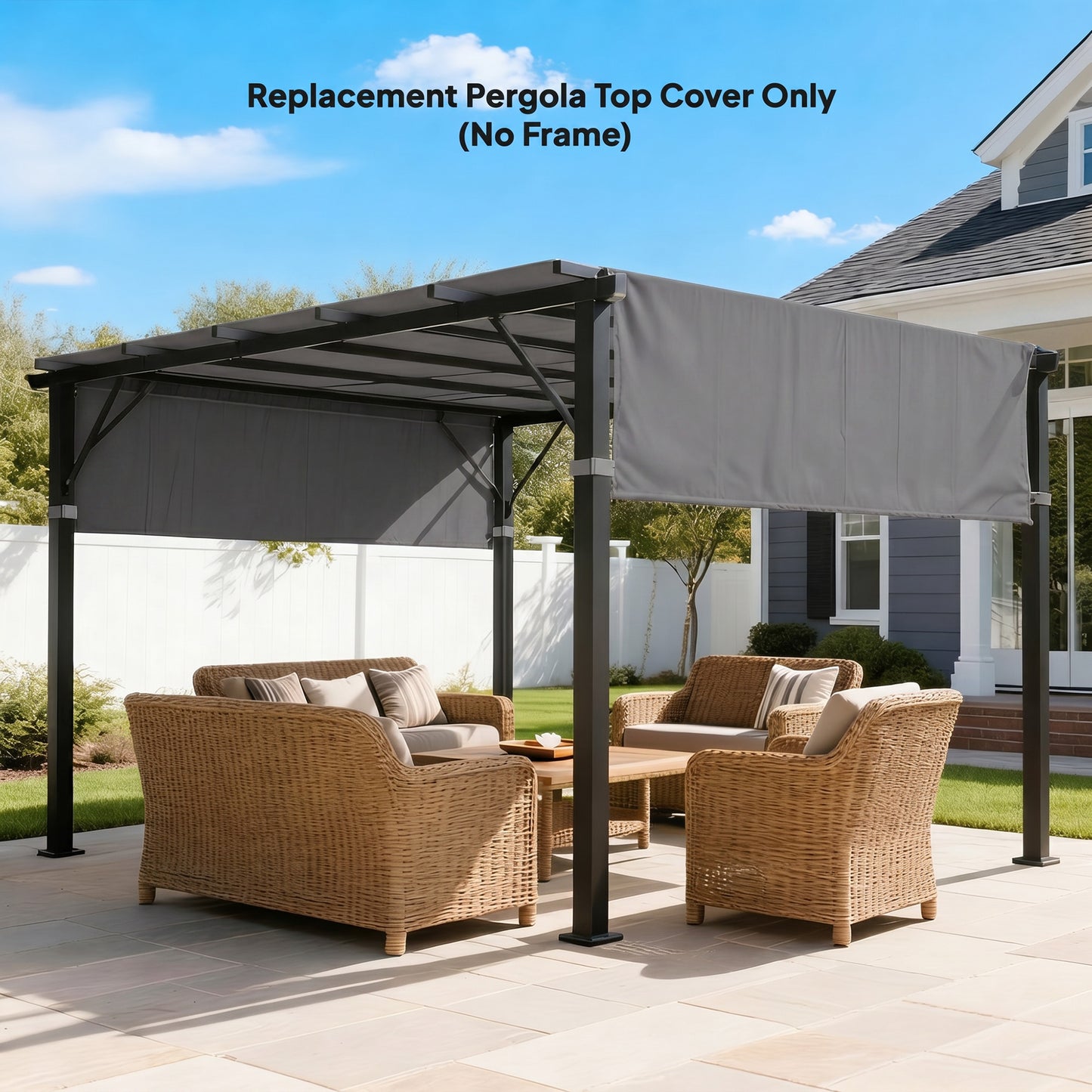 2 Pcs UV Protection Pergola Replacement Canopy, Pergola Shade Cover, Easy to Install, for 3 x 3(m) Pergola, Dark Grey