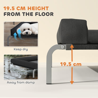 Elevated Dog Bed with Removable Bolsters, Raised Dog Bed for Small Breeds, Portable Indoor & Outdoor Pet Cots, Black
