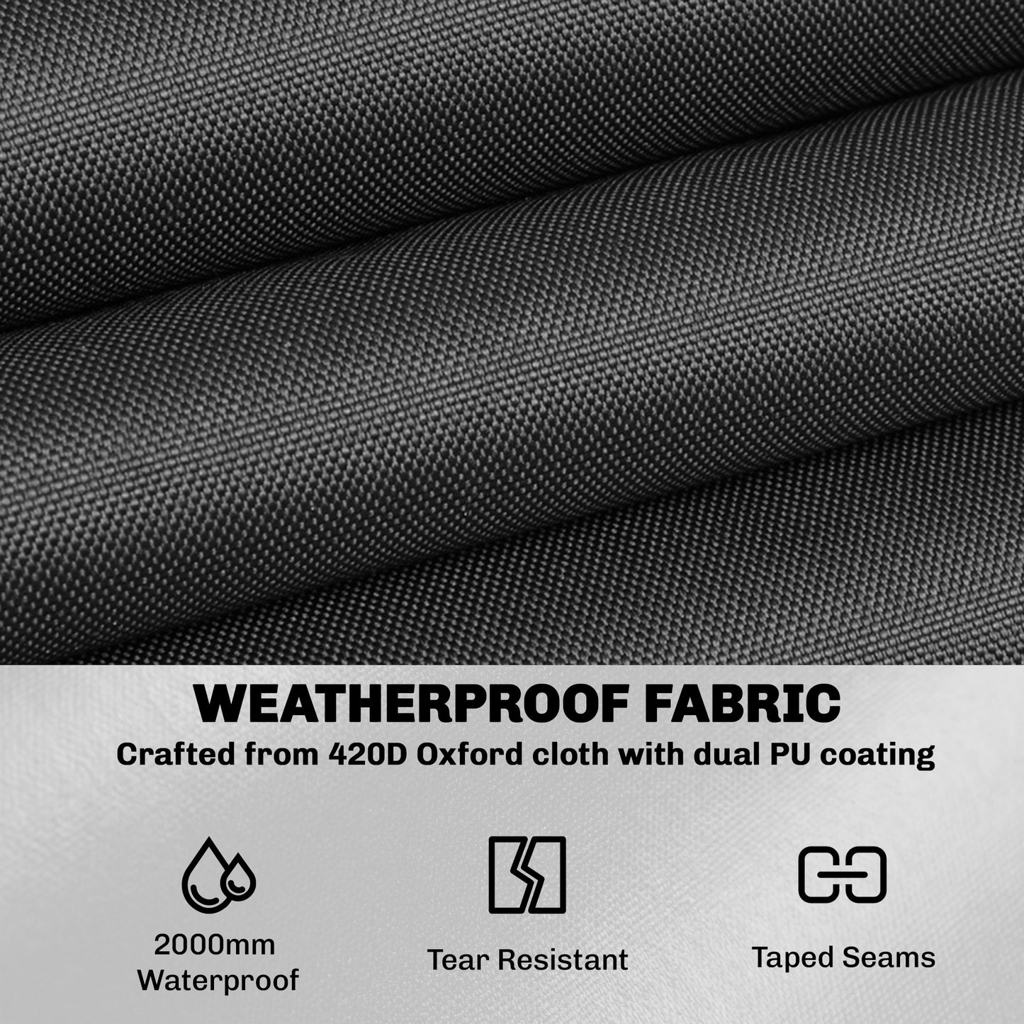 Round Garden Furniture Cover, Waterproof Garden Table Cover, 420D Heavy Duty Oxford for Outdoor, Dia.214 x 70 cm, Black