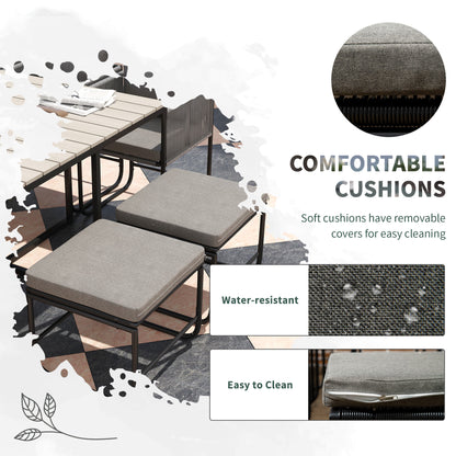 10 Seater Rattan Cube Garden Furniture Set, Rattan Dining Set with Cushions