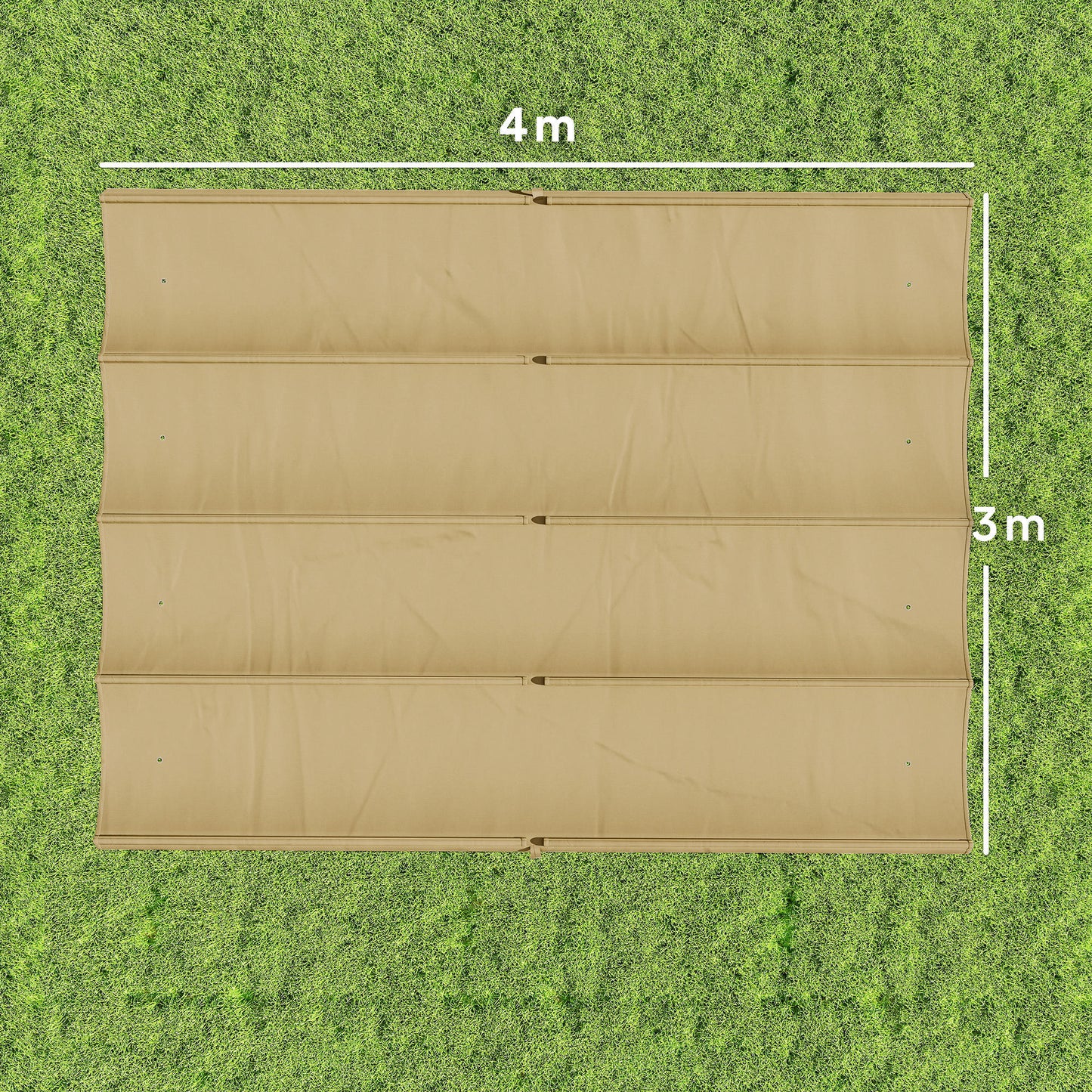 Retractable Pergola Canopy Only, 3.92 x 3.5 m, UV30+ Replacement Canopy Cover for 4 x 3 m Pergola, Khaki