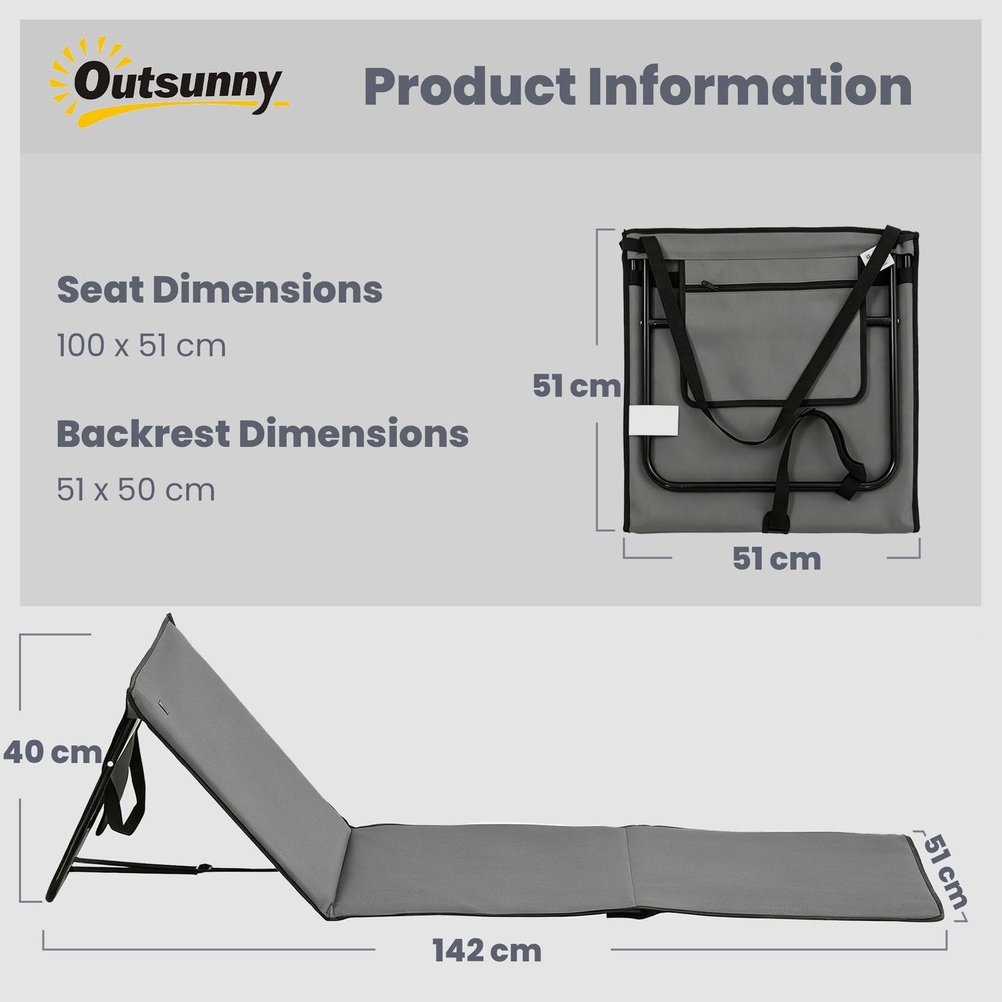 Set of 2 Foldable Garden Beach Chair Mat, Outdoor Sun Lounger Seats with Adjustable Back, Magazine Pocket, Carry Strap