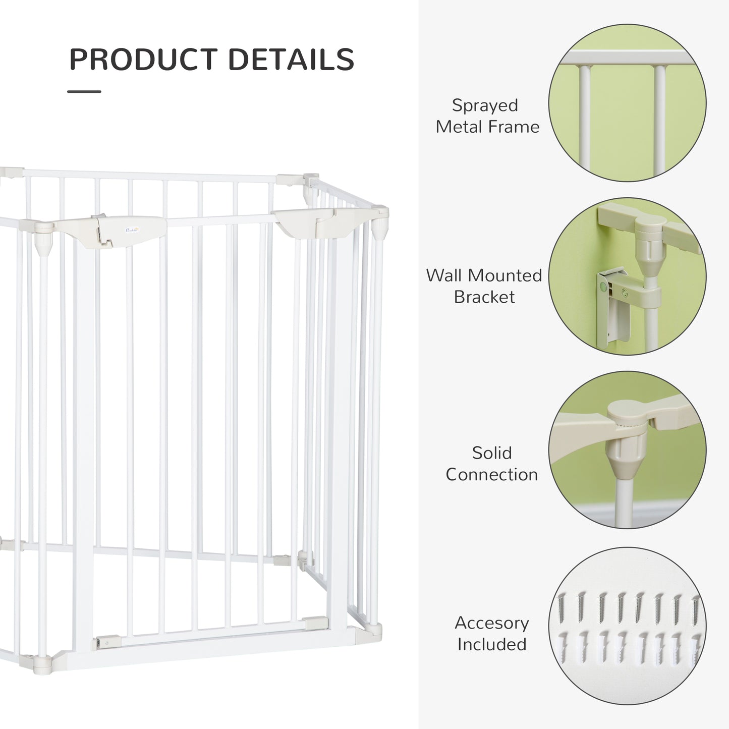 5 Panels Pet Playpen Metal Fence w/ Walk Through Door - White